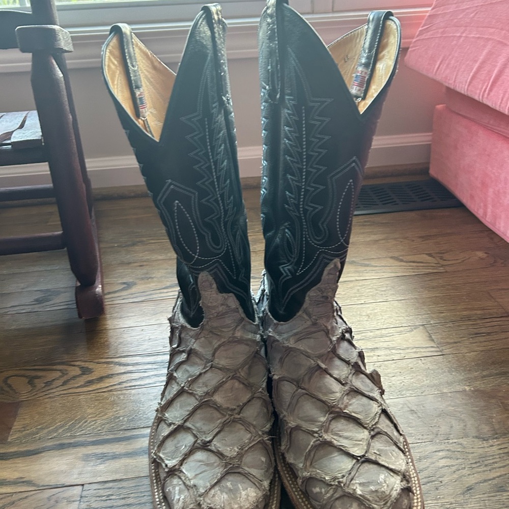 Anderson Bean Black and Gray Western Boots